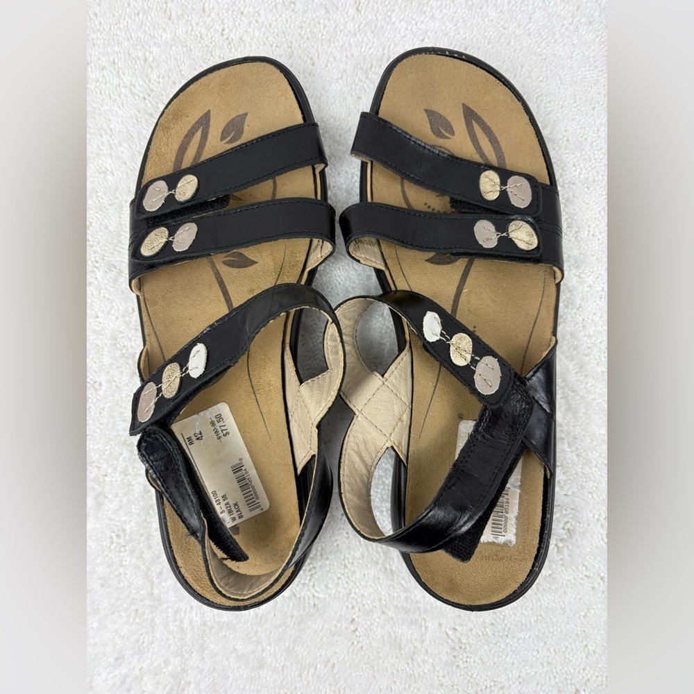 NEW Ramika Women’s Ibiza 55 Sandals in Black Leather-Size: 42/11-11.5”